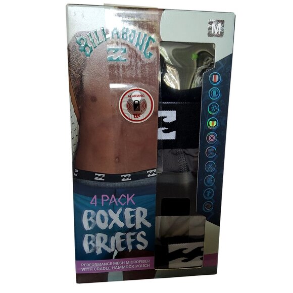 Billabong Mens 4 Pack Boxer Briefs Performance Mesh Microfiber Size Medium - Picture 1 of 5